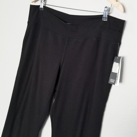NEW Eileen Fisher Organic Cotton Stretch Jersey V Waist Slim Flared Pull On Pant - Picture 5 of 14